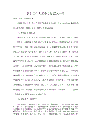 新员工个人工作总结范文十篇.docx