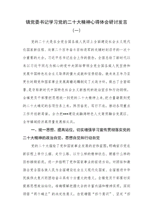 （5篇）乡镇党委书记学习党的二十大精神心得体会研讨发言.docx