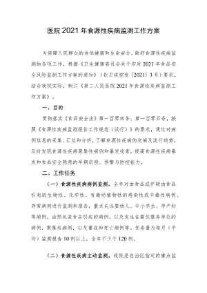 医院2021年食源性疾病监测工作方案.docx