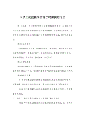 大学工勤技能岗位首次聘用实施办法.docx