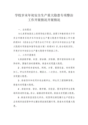 学校岁末年初安全生产重大隐患专项整治工作开展情况.docx