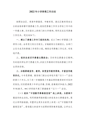 2022年小学禁毒工作总结.docx