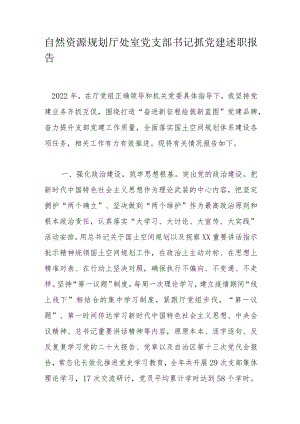 自然资源规划厅处室党支部书记抓党建述职报告.docx