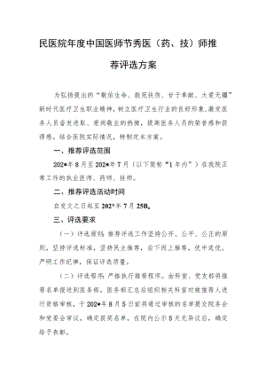 民医院年度中国医师节秀医（药、技）师推荐评选方案.docx