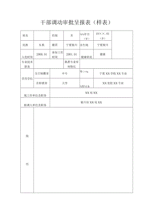干部调动审批呈报表（样表）.docx