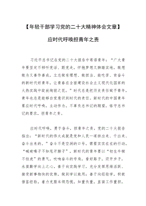 【年轻干部学习党的二十大精神体会文章】应时代呼唤 担青年之责.docx