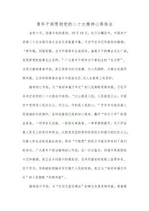 青年干部贯彻党的二十大精神心得体会.docx