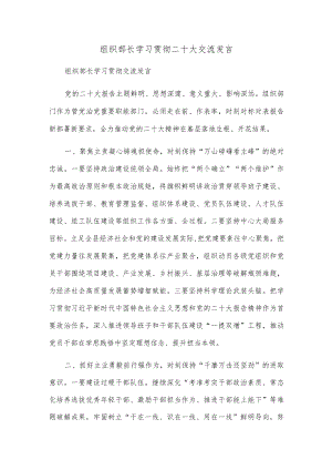 组织部长学习贯彻二十大交流发言.docx