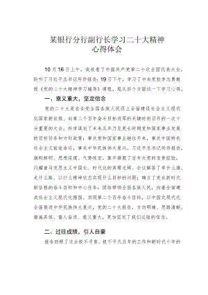 某银行分行副行长学习二十大精神心得体会.docx