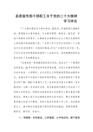 县委宣传部干部职工关于党的二十大精神学习体会.docx
