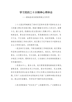 襄城县政协提案委副主任科员学习二十大精神心得体会（20221219）.docx