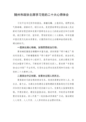 随州市政协主席学习党的二十大心得体会（20221026）.docx