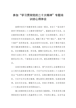 教师参加“学习贯彻党的二十大精神”专题培训班心得体会.docx