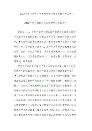 2022年学习党的二十大精神学习发言材料(共三篇).docx