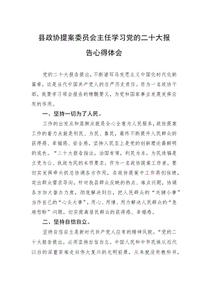 县政协提案委员会主任学习党的二十大报告心得体会（20221031）.docx