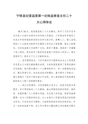 宁陕县纪委监委第一纪检监察室主任二十大心得体会（20221018）.docx