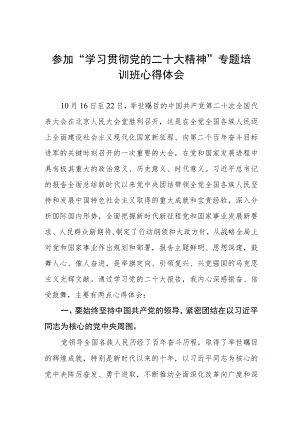 大学财务处处长参加“学习贯彻党的二十大精神”专题培训班心得体会.docx