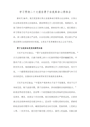 学习贯彻二十大报告勇于自我革命心得体会.docx