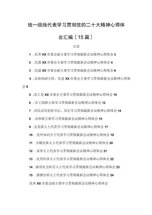 统一战线代表学习贯彻党的二十大精神心得体会汇编（15篇）.docx