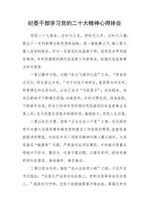 纪委干部学习党的二十大精神心得体会.docx