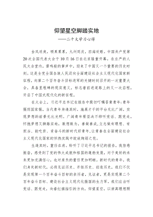 二十大报告心得：仰望星空 脚踏实地.docx