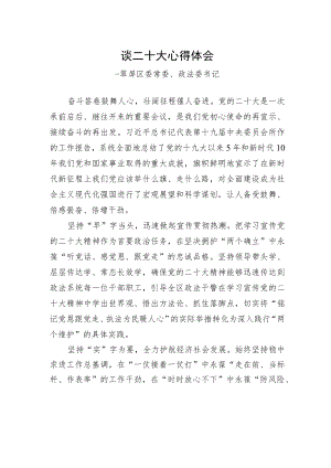 翠屏区委常委、政法委书记谈二十大心得体会（20221019）.docx
