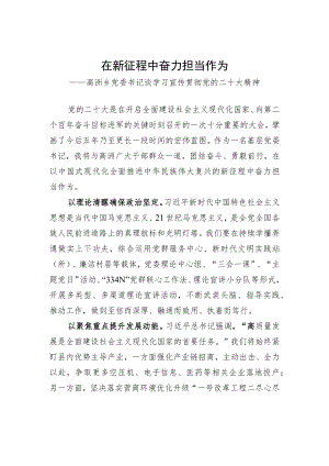 高洲乡党委书记谈学习宣传贯彻党的二十大精神（20221202）.docx