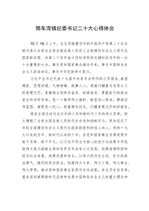 筒车湾镇纪委书记二十大心得体会（20221021）.docx