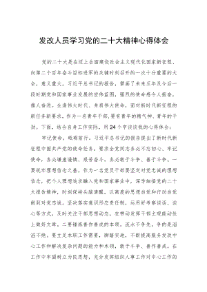 发改人员学习党的二十大精神心得体会.docx