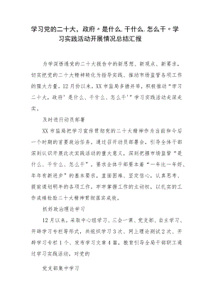 学习党的二十大政府“是什么、干什么、怎么干”学习实践活动开展情况总结汇报.docx