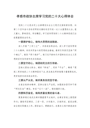 孝感市政协主席学习党的二十大心得体会（20221026）.docx