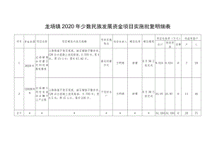 龙场镇2020年少数民族发展资金项目实施批复明细表.docx
