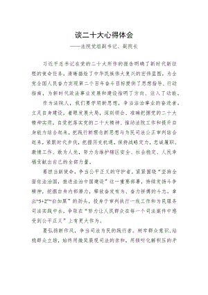 法院党组副书记、副院长谈二十大心得体会（1101）.docx