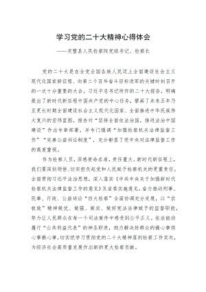 灵璧县人民检察院党组书记、检察长学习二十大精神心得体会（20221220）.docx