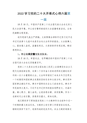 2022学习党的二十大开幕式心得六篇.docx