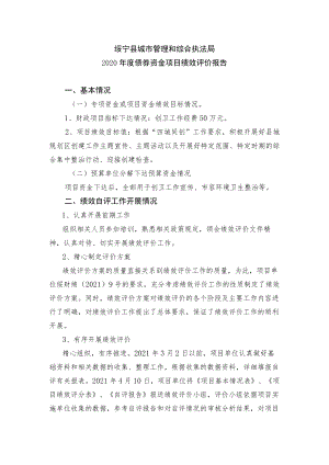 绥宁县城市管理和综合执法局2020年度债券资金项目绩效评价报告.docx