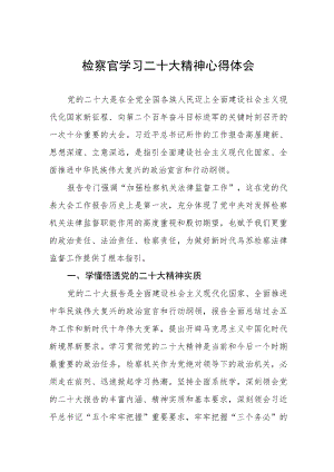 检察官学习二十大精神心得体会.docx