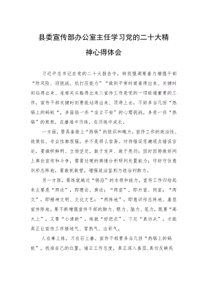 县委宣传部办公室主任学习党的二十大精神心得体会（20221113）.docx