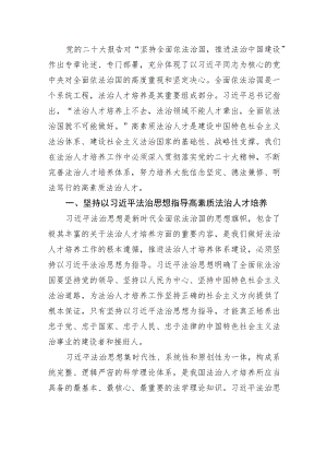 党的二十大精神融宣讲+中国政法大学刑事司法学院院长、教授：深入学习贯彻党的二十大精神+推进法治人才培养体系建设（1206）.docx
