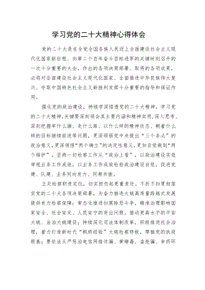 大姚县人民检察院党组书记、检察长学习二十大精神心得体会（1220）.docx