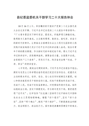 县纪委监委机关干部学习二十大报告体会（1020）.docx