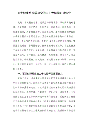 卫生健康系统学习党的二十大精神讨研心得体会.docx