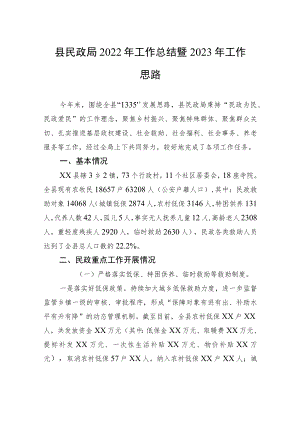 县民政局工作总结暨2023年工作思路.docx