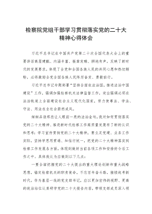 检察院党组干部学习贯彻落实党的二十大精神心得体会.docx