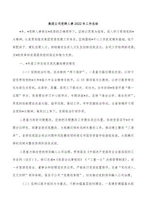 集团公司党群人事2022年工作总结.docx
