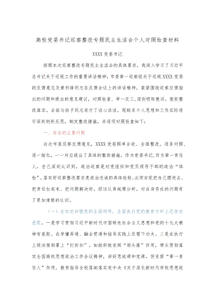 高校党委书记巡察整改专题民主生活会个人对照检查材料.docx