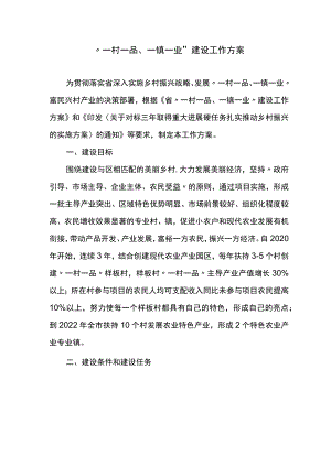 “一村一品、一镇一业”建设工作方案.docx