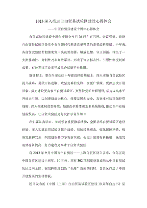 自贸试验区建设十周年心得体会.docx