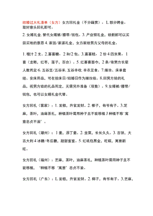 结婚过大礼清单（女方）.docx