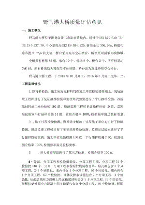 11野马港大桥质量评估意见.docx